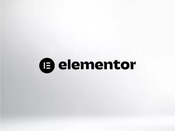 Das Elementor-Logo wird vor einem hellgrauen Hintergrund angezeigt.