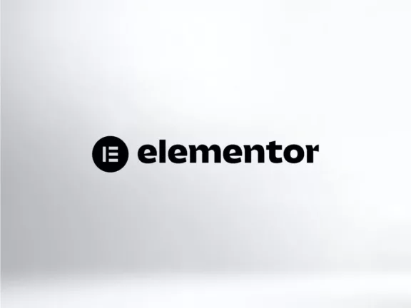 Das Elementor-Logo wird vor einem hellgrauen Hintergrund angezeigt.