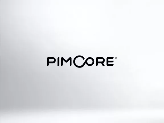 Pimcore-Logo auf hellgrauem Hintergrund.